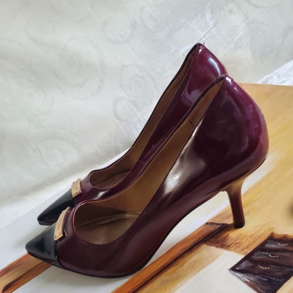 Coach Maroon & Burgundy Patent Leather Pointed-Toe Pumps Size 9.5B. - Picture 5 of 7